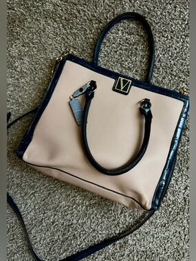 Victoria's Secret Blush and Black Structured Satchel